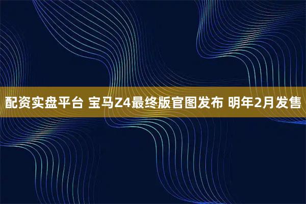 配资实盘平台 宝马Z4最终版官图发布 明年2月发售